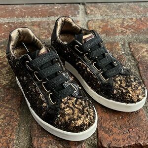 Pre-owned Dolce & Gabbana Fino Gold Glitter Luxury Designer Sneakers size 34